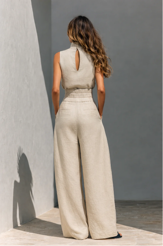 Becky | Conjunto de mujer de algodón y lino de corte minimalista,