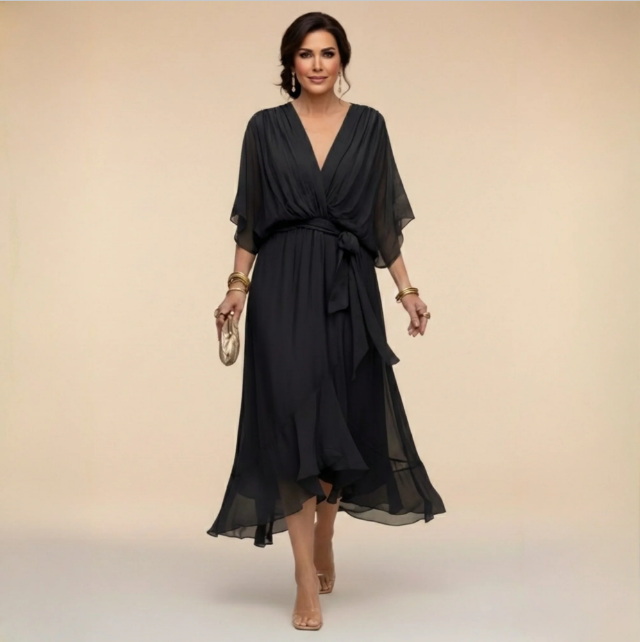 Montse | Vestido de gasa con escote en V