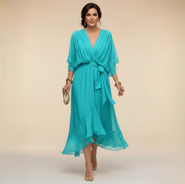 Montse | Vestido de gasa con escote en V